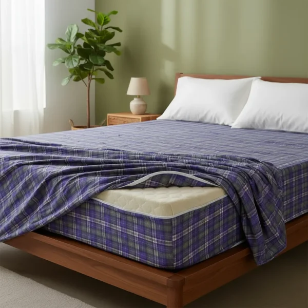 Funda De Colchon Con Cierre De 80 X 1.90 X 18 Elastizada Escoces Violeta Estampado 1 Plaza