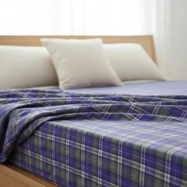 Funda De Colchon Con Cierre De 80 X 1.90 X 18 Elastizada Escoces Violeta Estampado 1 Plaza