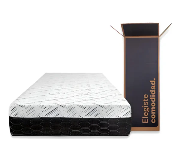 Colchón En Caja Sueño Dorado Box Plus 1 1/2 Plazas 190x100cm Color Negro/Blanco